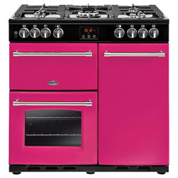 Belling Farmhouse 90DFT Dual Fuel Range Cooker Pink